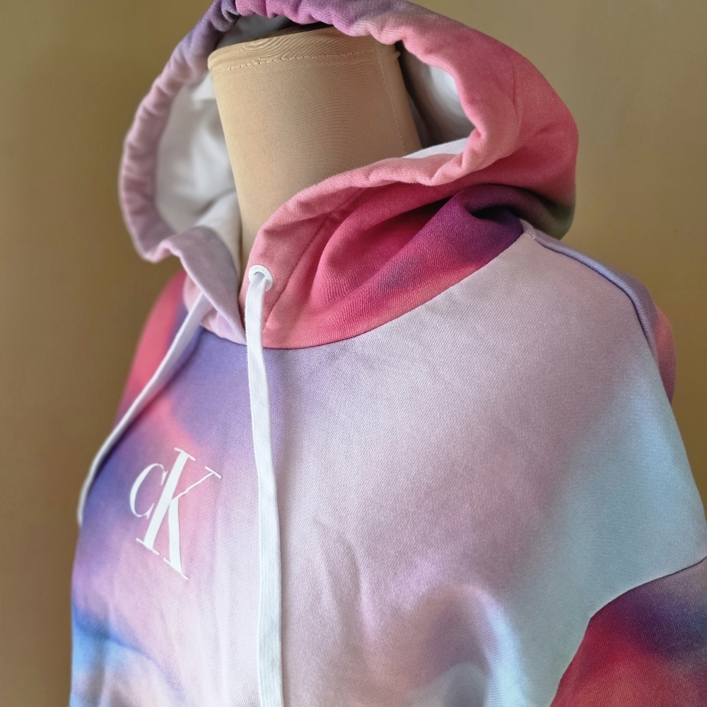 Calvin Klein Jeans Pride Rainbow All Over Print Cropped Hoodie Size M - Picture 5 of 10